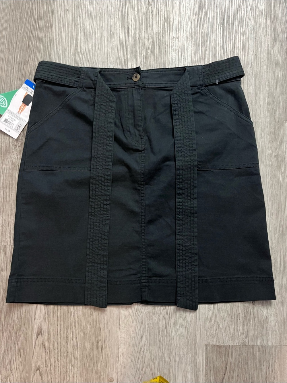 🔥357–NWT Kersh Black Mini Skirt with Waist Tie Detail
